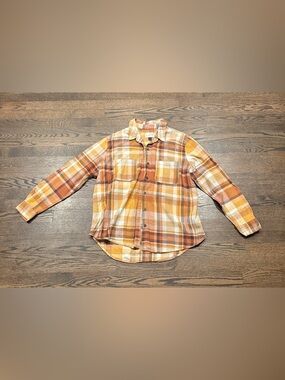 Plaid Button-Up Shirt in Mustard & Rust